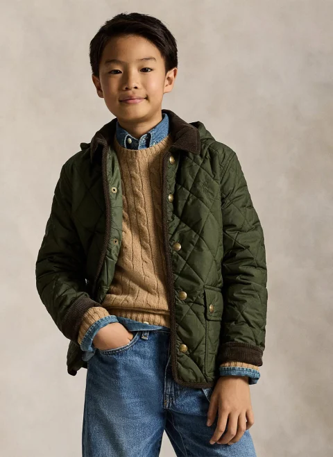 Капитонирано яке с контрастни детайли Ralph Lauren Kids 6-14