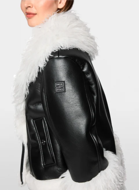 Кожено яке с 'faux fur' детайли Marc Cain Sports — снимка 4