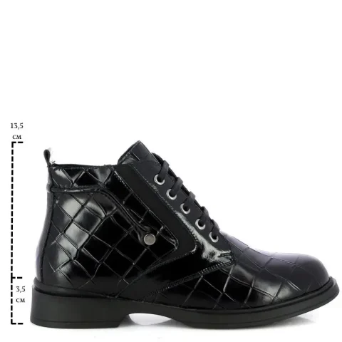 Дамски Равни Боти CARLO FABIANI – 030-589-3968 BLACK CROCO PATENT — снимка 6