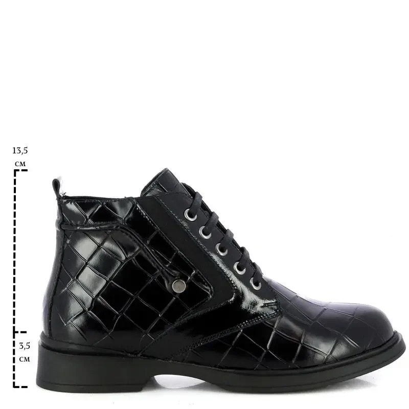 Дамски Равни Боти CARLO FABIANI – 030-589-3968 BLACK CROCO PATENT — снимка 6