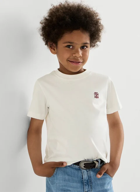 Тишърт с бродерия Brunello Cucinelli Kids 4-6 — снимка 7