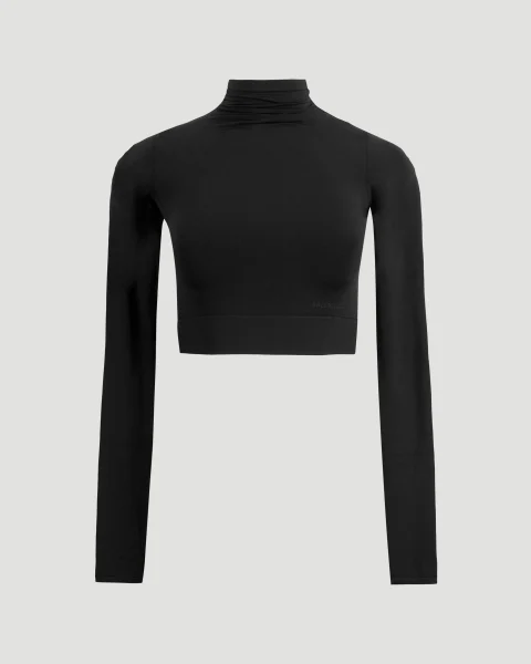 Cropped Turtleneck in Black