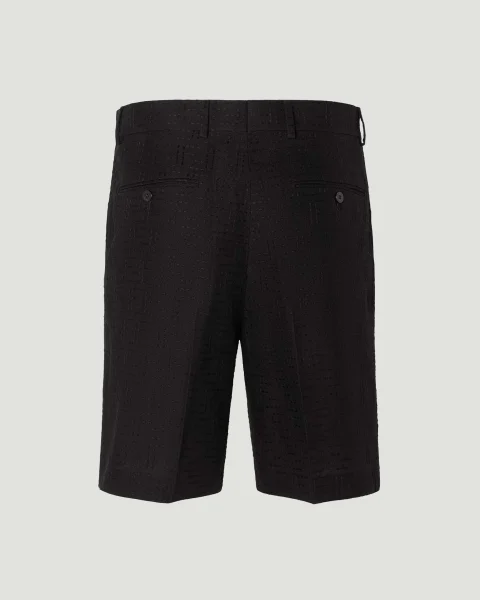 Linen Blend FF Jacquard Shorts in Black — снимка 2