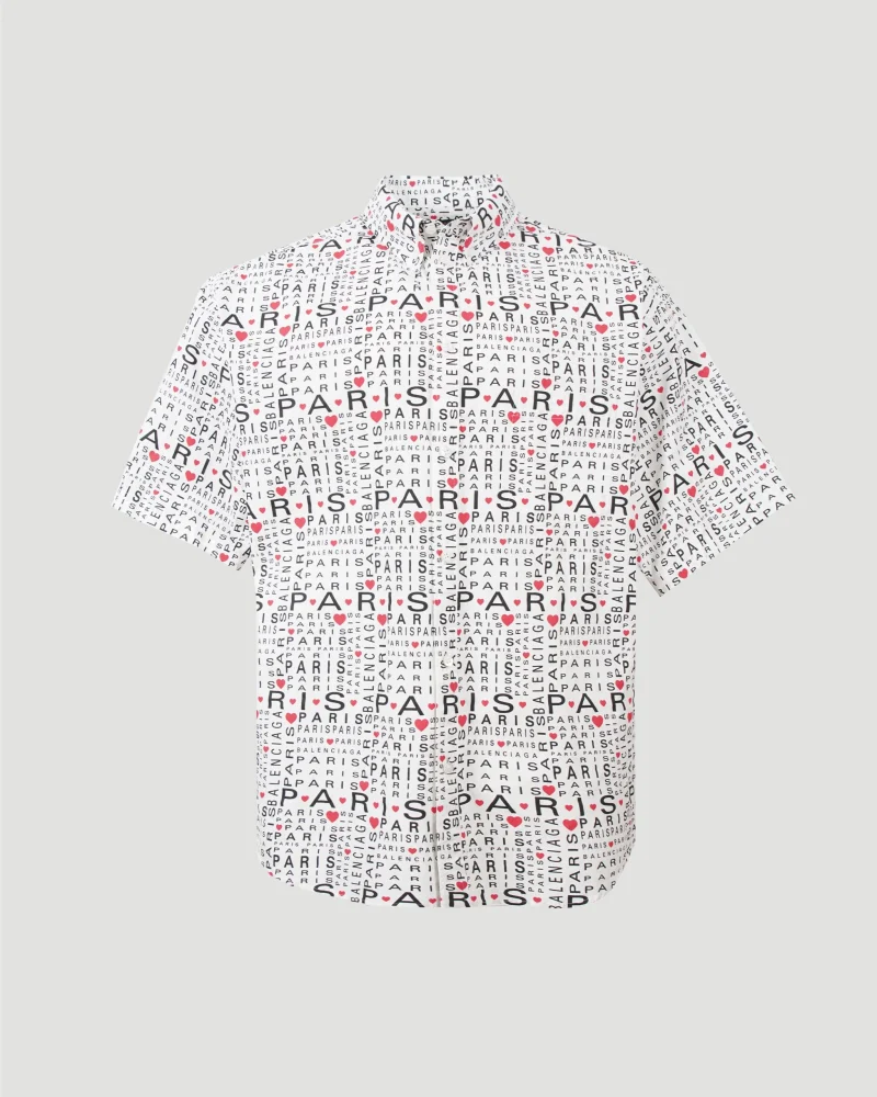 All-Over Lettering Logo Shirt in White