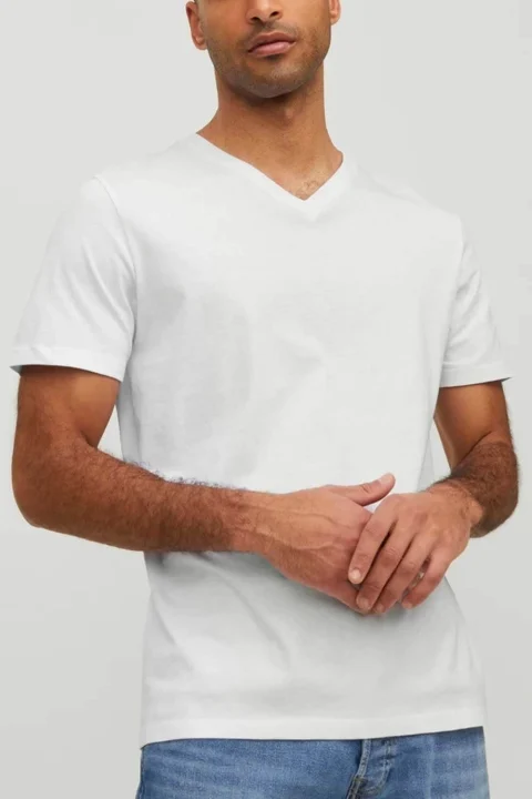 T-Shirt Jjeorganic Basic Tee Ss V-Neck 12156102 C-N100 white — снимка 2