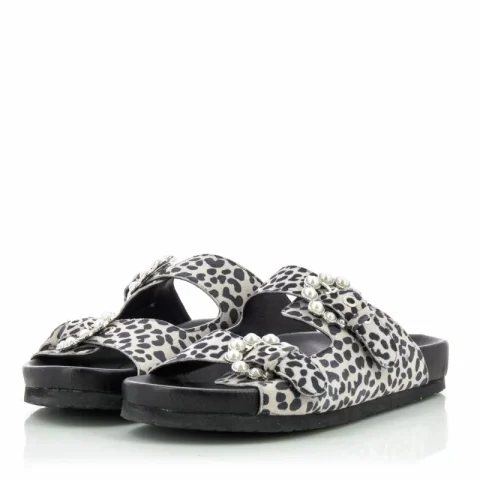 Дамски Равни Чехли MODA IN PELLE – 25041OPAAL WHITE BLACK 62 — снимка 3