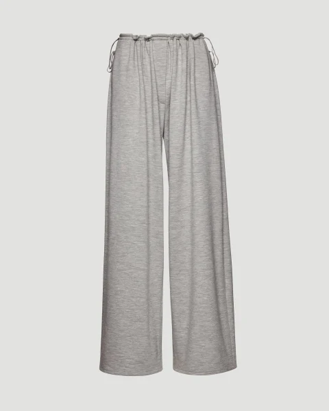 Cashmere Jersey Wide Leg Pants in Grey