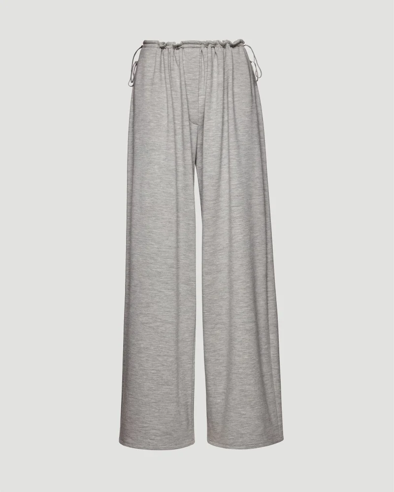 Cashmere Jersey Wide Leg Pants in Grey
