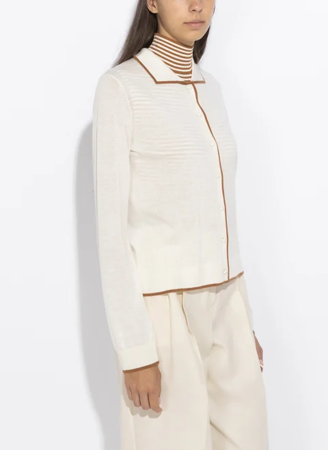 Жилетка с контрастни кантове 'Shirt-style' Max Mara Studio Msttarga — снимка 6