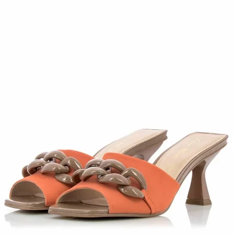 Чехли На Ток DONNA ITALIANA – 10575-652-783 NOBUK ORANGEADE MA — снимка 3