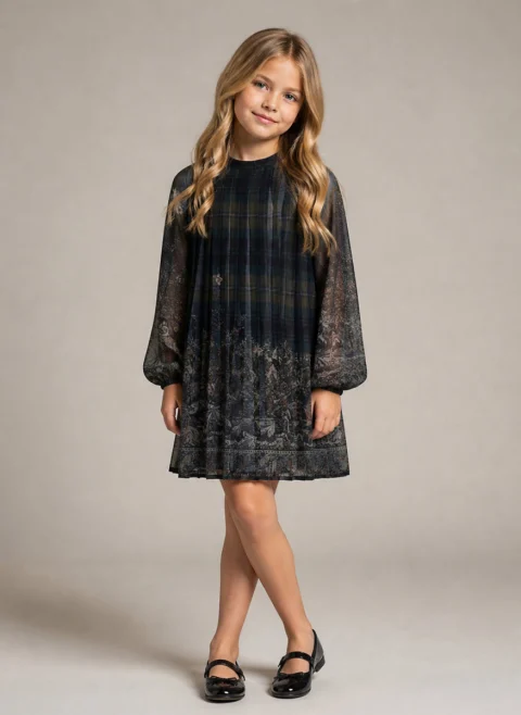 Плисирана рокля с принт Etro Kids — снимка 3