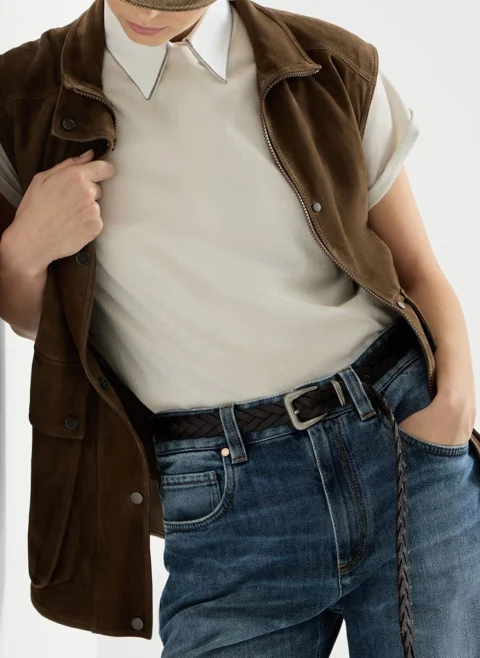 Тишърт с коприна Brunello Cucinelli — снимка 9