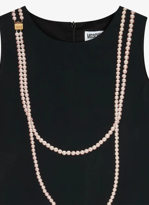 Рокля с принт 'Pearls' Moschino Kids — снимка 3