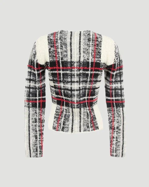Hand Knitted Tartan Top Sweater — снимка 3