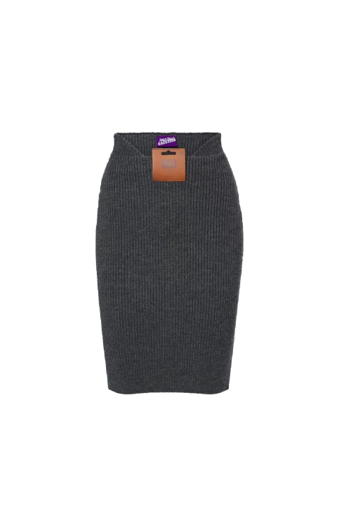 Wool-Blend Pencil Skirt in Mid Grey