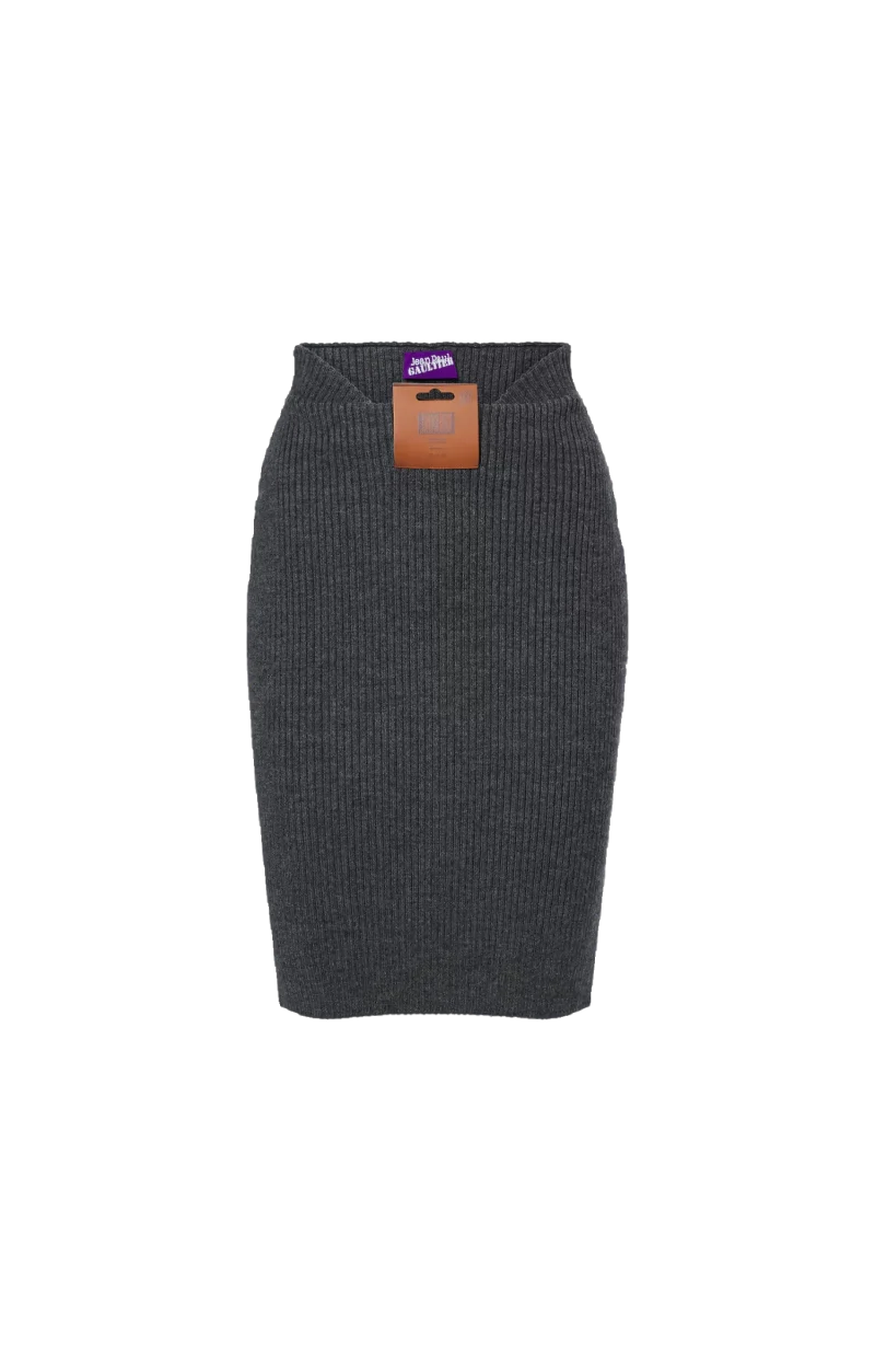 Wool-Blend Pencil Skirt in Mid Grey