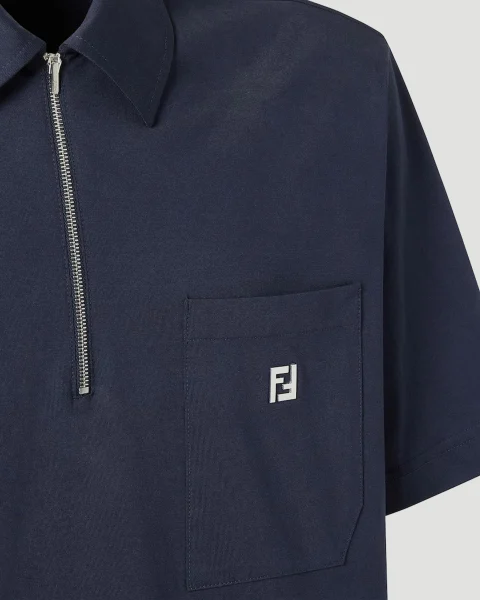 Cotton Polo Shirt in Dark Blue — снимка 3