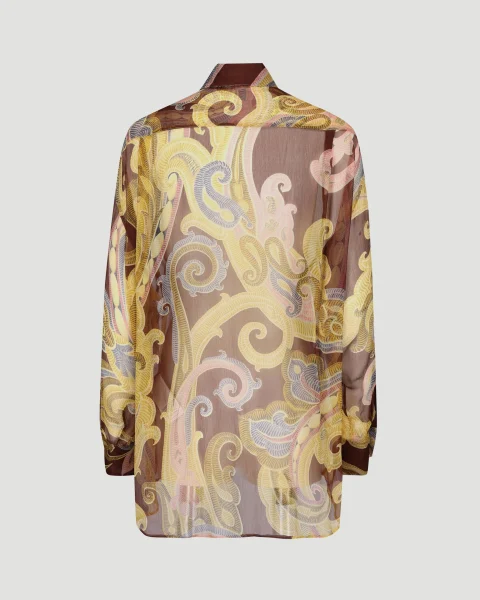 Silk Shirt with Print in Multicolour — снимка 2
