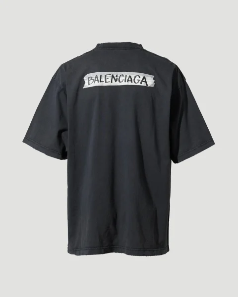 Men's Masking Tape T-Shirt in Black — снимка 4