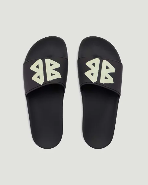 Pool Slide Sandal in Black and Yellow — снимка 3