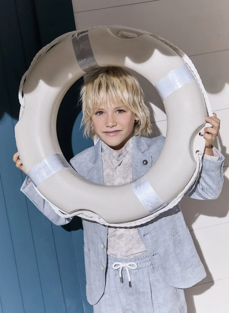 Сако от 100% лен Brunello Cucinelli Kids 8 — снимка 4