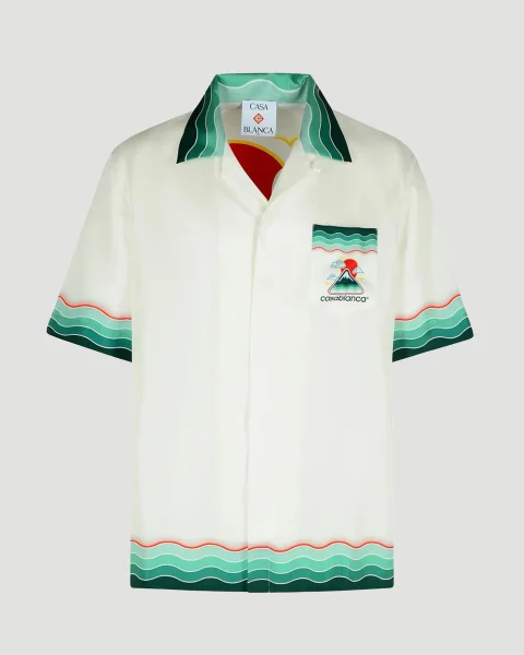 Montagne Ondulée Short-Sleeve Silk Shirt