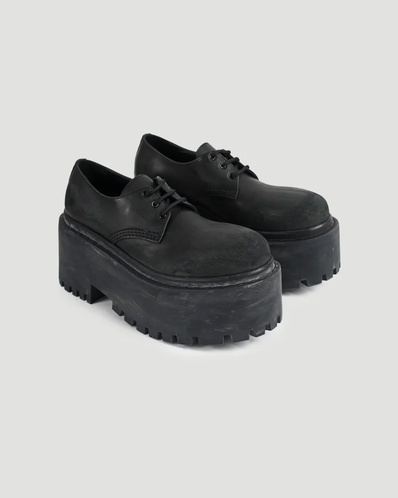 Strike Platform Lace-Ups in Black — снимка 2