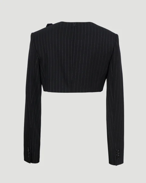 Pinstripe-Pattern Cropped Jacket — снимка 2