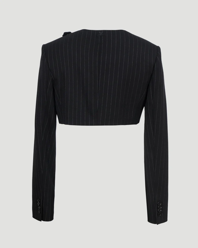 Pinstripe-Pattern Cropped Jacket — снимка 2