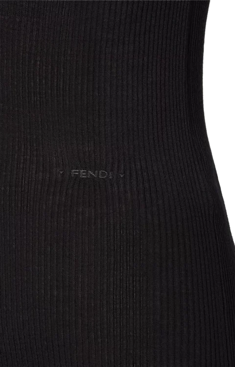 Black Wool Ribbed Top — снимка 2