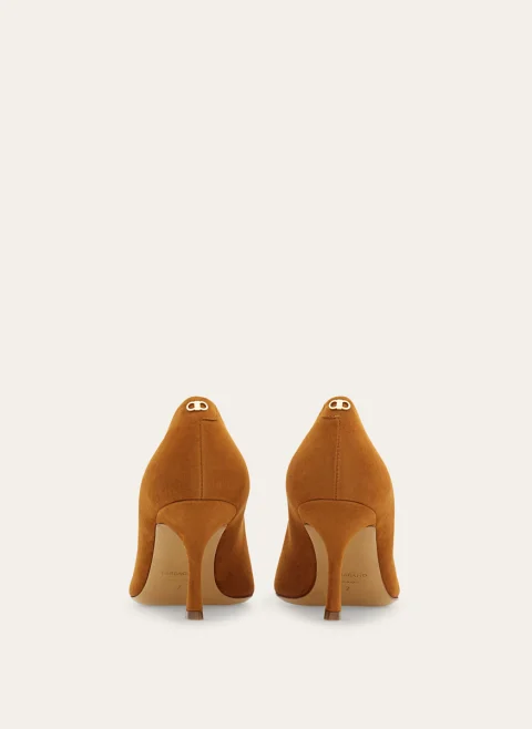 Велурени обувки на ток Ferragamo — снимка 7