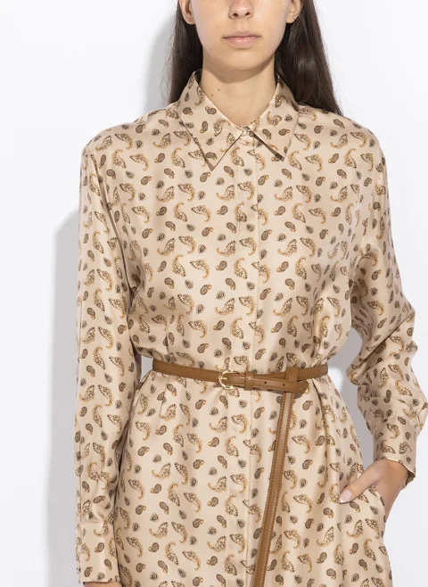 Рокля-риза от коприна с цялостен принт Max Mara Studio Mstaris — снимка 6
