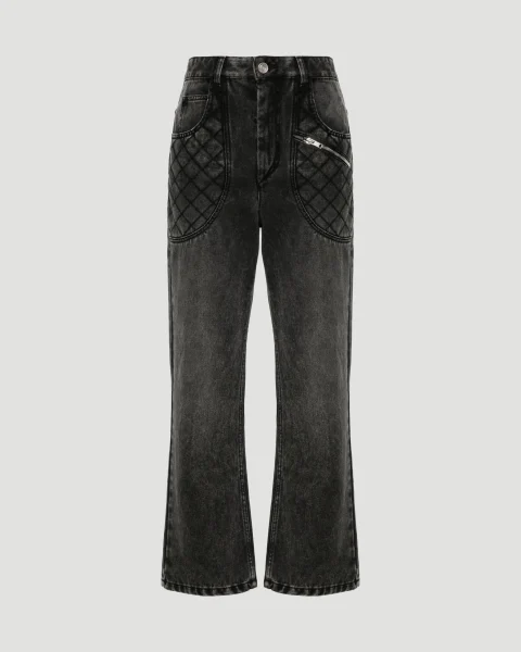 Denim Jeans with Quilted Yokes