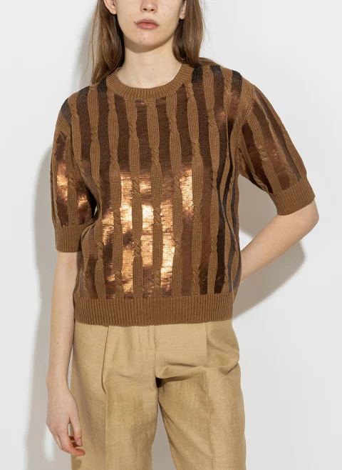 Пуловер с апликирани пайети Max Mara Empoli — снимка 4