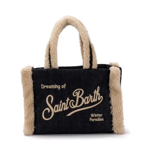 Дамска чанта деним Colette Shearling SAINT BARTH