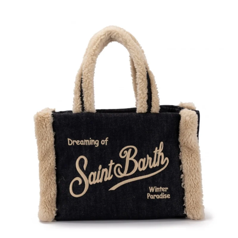 Дамска чанта деним Colette Shearling SAINT BARTH