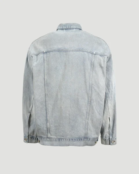 Oversized Sticker Stripe Denim Jacket — снимка 2