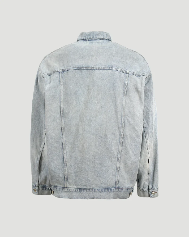 Oversized Sticker Stripe Denim Jacket — снимка 2