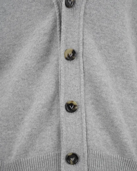 Cashmere Cardigan in Light Grey Melange — снимка 3