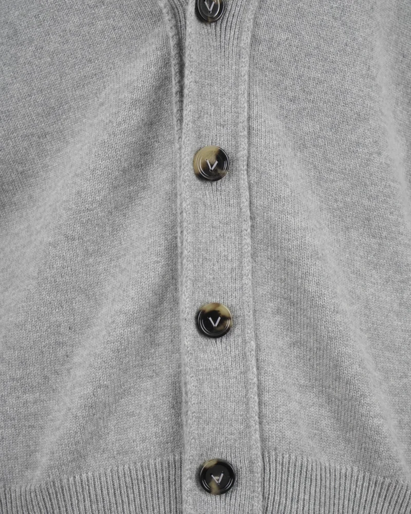 Cashmere Cardigan in Light Grey Melange — снимка 3