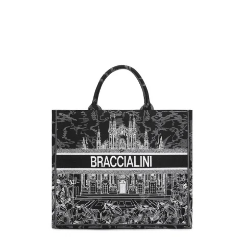 Дамска черна чанта Queen Braccialini