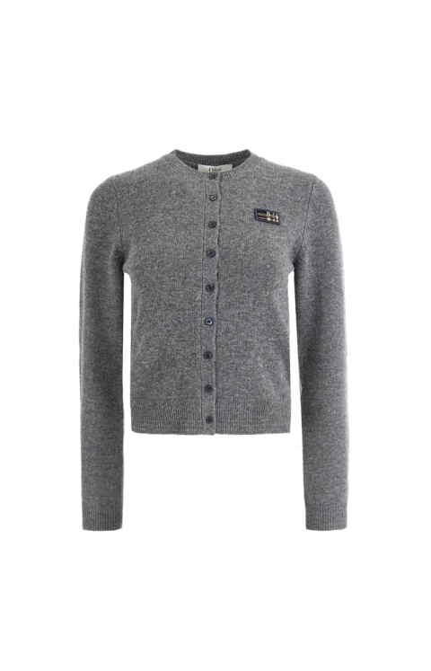 Buttoned Knit Cardigan in Grey
