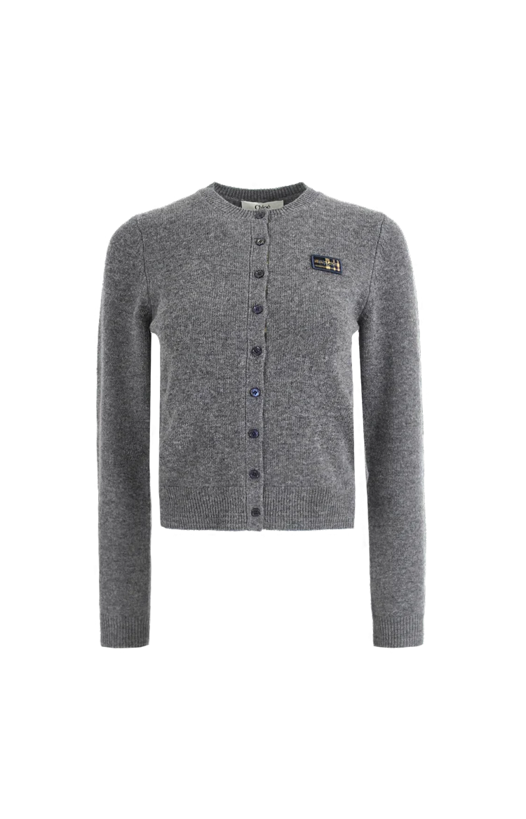 Buttoned Knit Cardigan in Grey