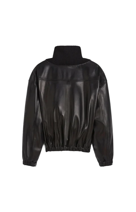 Rib Neck Jacket in Black — снимка 2