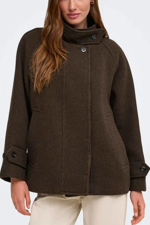 Палто Onlsiva Wool 15373247 19-0840 TCX delicioso — снимка 2
