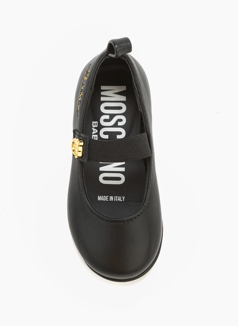 Кожени балеринки с метален детайл Moschino Kids — снимка 5