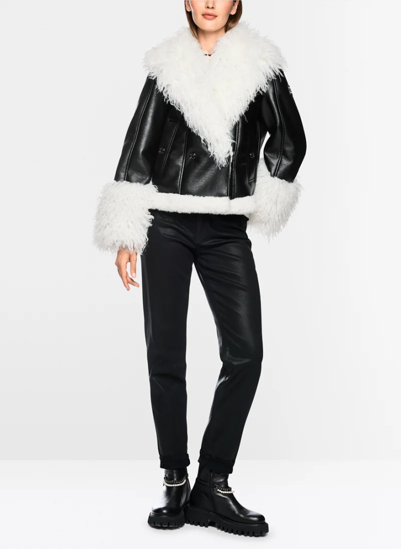 Кожено яке с 'faux fur' детайли Marc Cain Sports