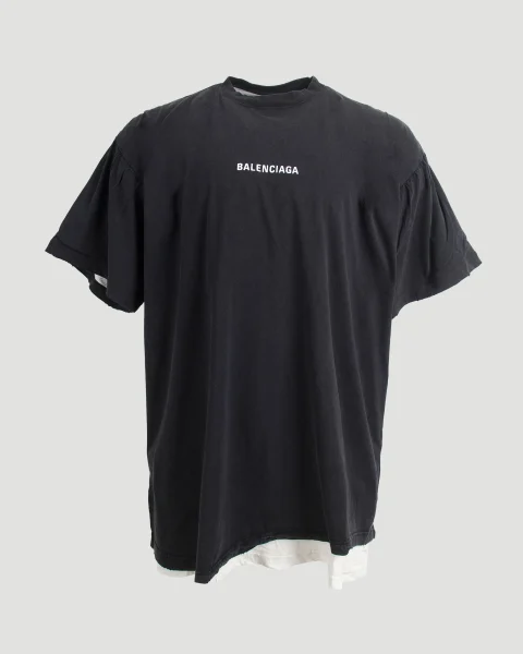 Balenciaga Back Double T-Shirt in Washed Black