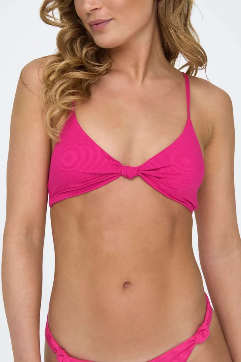 Bikini Top Onlsienna Rib Knot 15314221 18-2436 TCX fuchsia purple — снимка 2