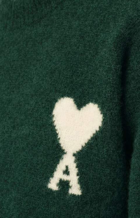 Green Crewneck Alpaca Sweater with Ami de Coeur — снимка 2